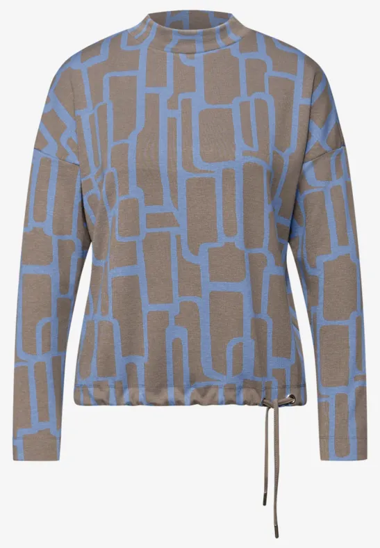 Print Shirt mit Tunnelzug frosted blue