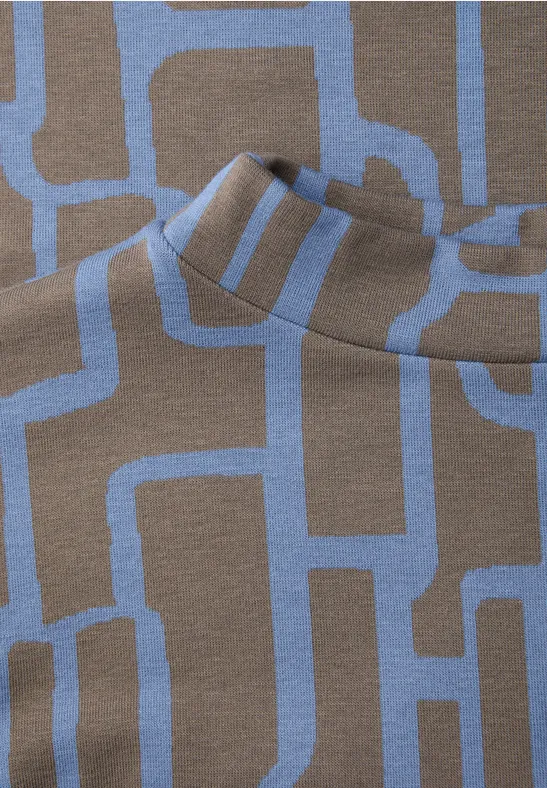 Print Shirt mit Tunnelzug frosted blue