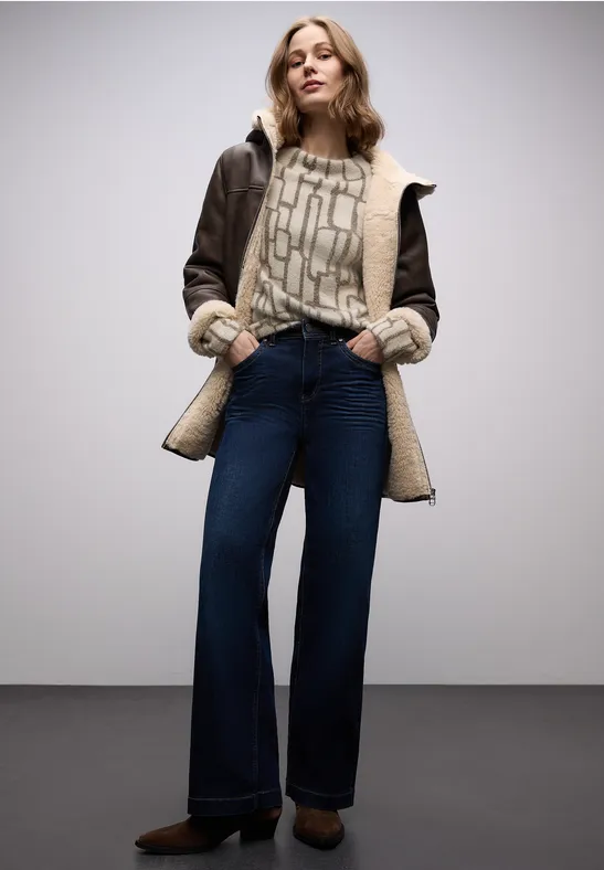 Gemustertes Shirt soft beige