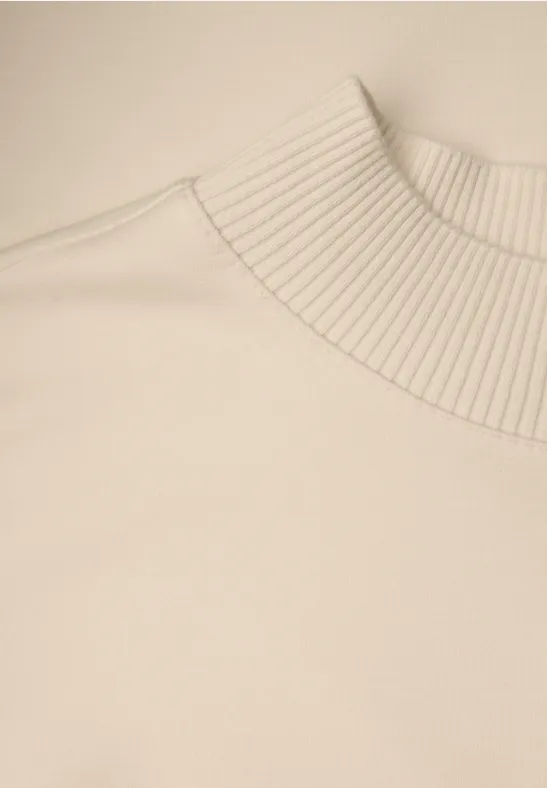 T-shirt avec détails côtelés soft beige