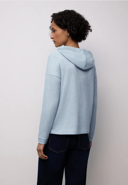 Shirt met gemêleerde capuchon frosted blue mel.
