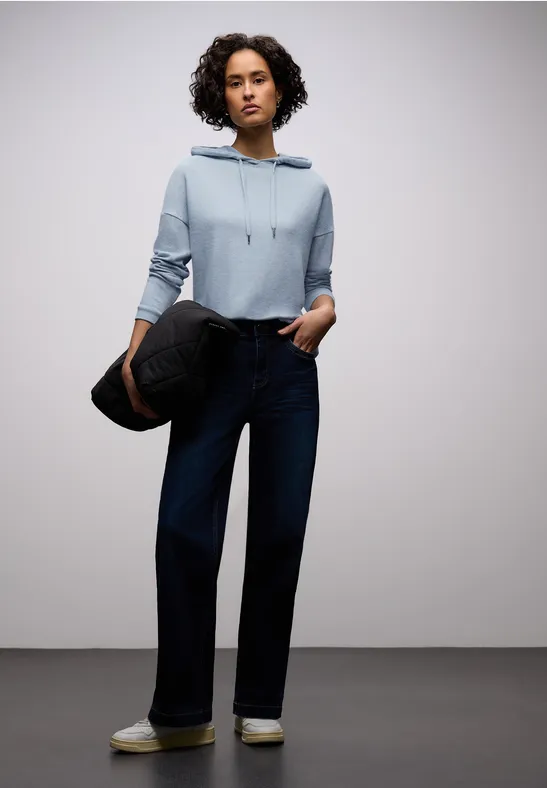 Shirt met gemêleerde capuchon frosted blue mel.