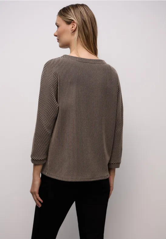 Two-Tone Strukturshirt darkest brown