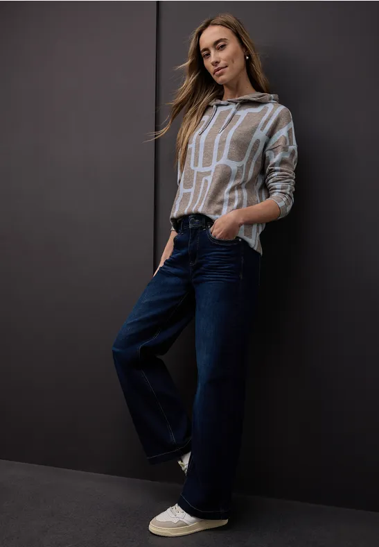 Gemusterter Hoodie Shirt frosted blue