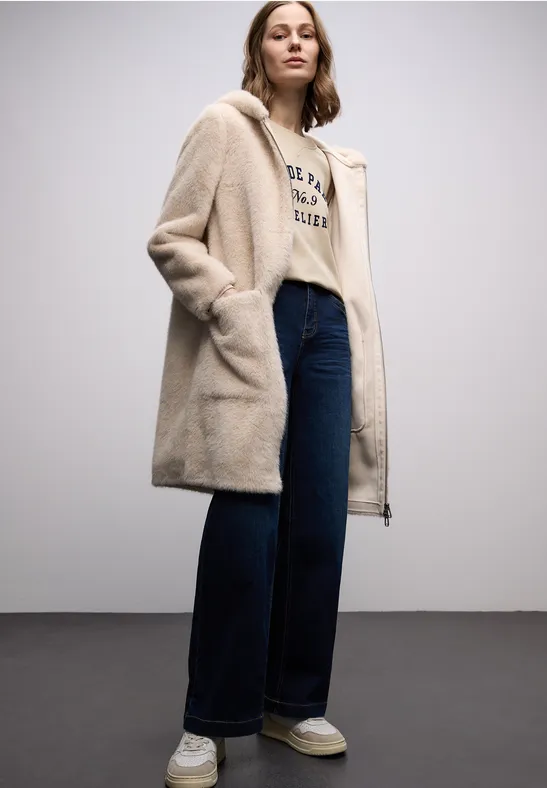 Shirt met tekst cotton beige