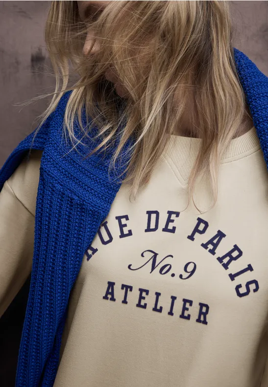 Shirt met tekst cotton beige