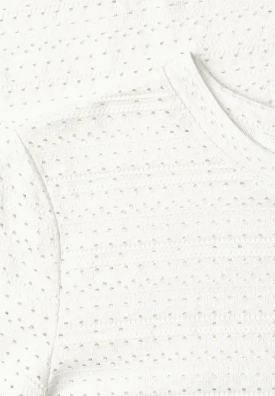 Kurzarm Shirt mit Rundhals aus Spitze off white