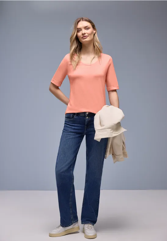 Shirt met omslag light apricot