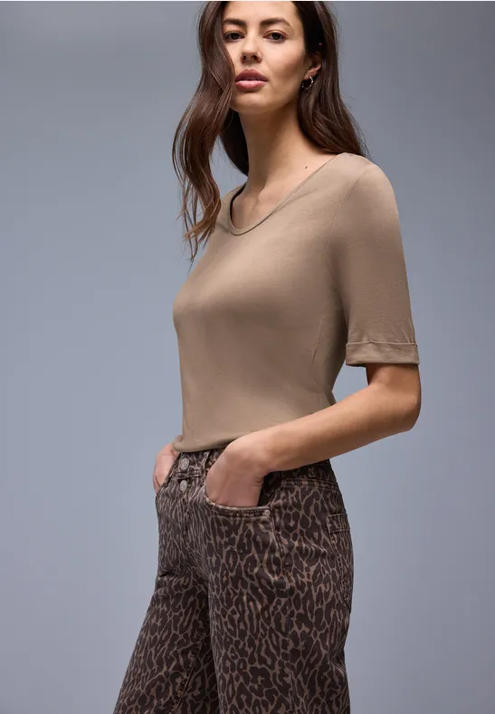 Shirt met omslag light terra mocha