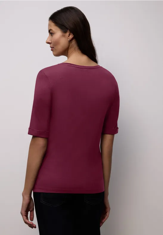 T-Shirt mit Turn-Up truffle red