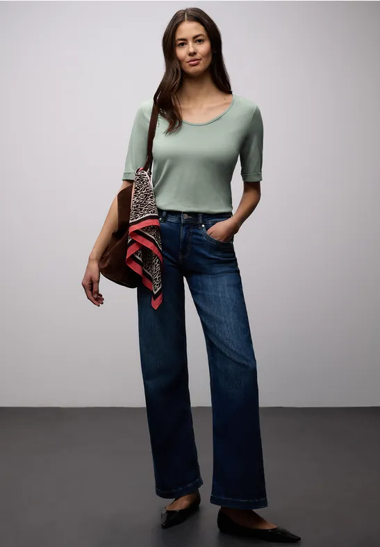 Shirt met omslag dark mint green