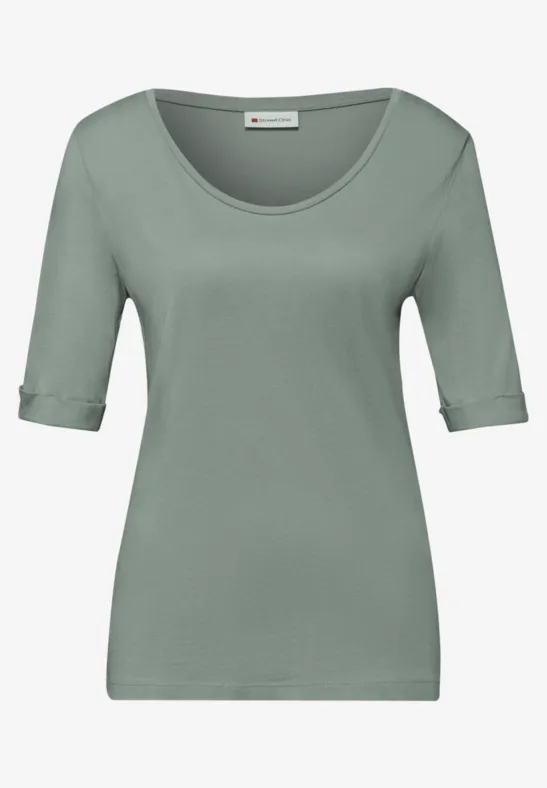 Shirt met omslag dark mint green