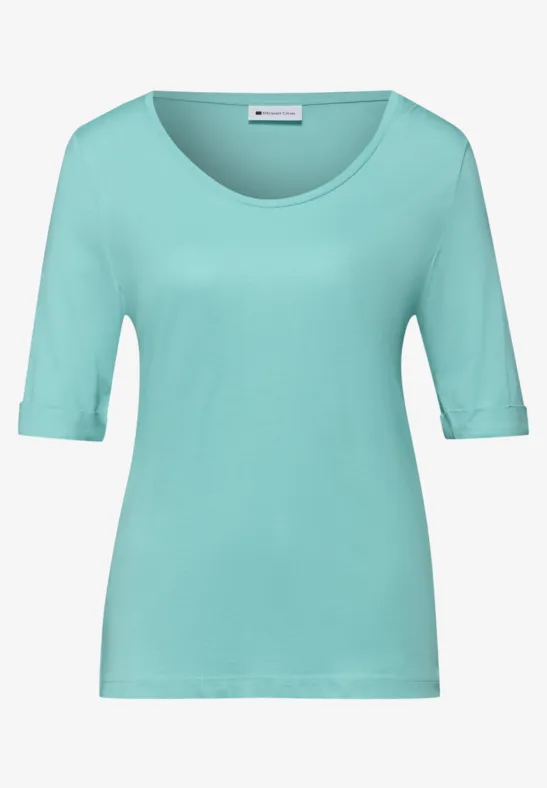 Shirt met omslag misty mint