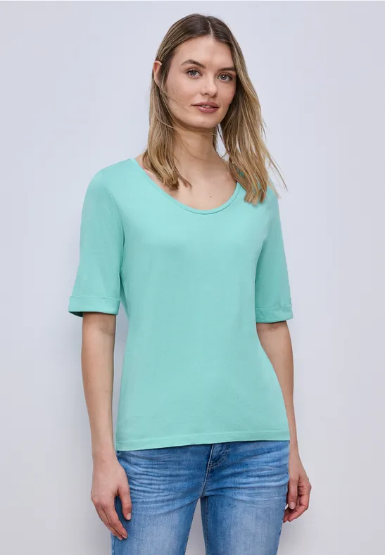 Shirt met omslag misty mint