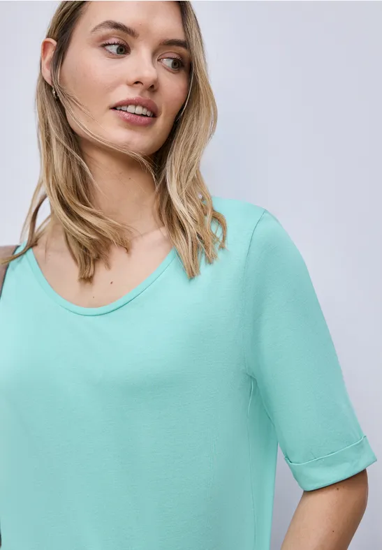 Shirt met omslag misty mint