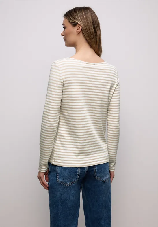 Gestreiftes T-Shirt cotton beige