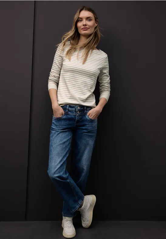 Gestreiftes T-Shirt cotton beige