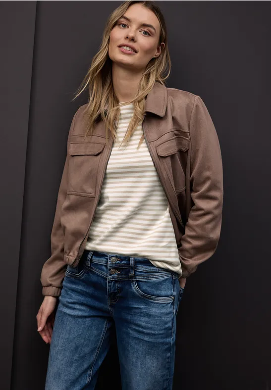 Gestreiftes T-Shirt cotton beige