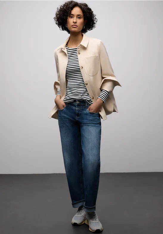 Gestreiftes T-Shirt shadowed navy