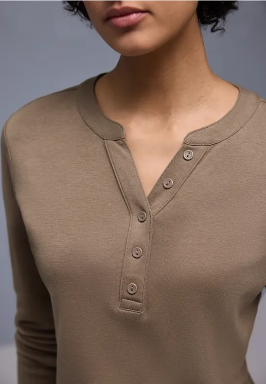 Shirt in Unifarbe light terra mocha