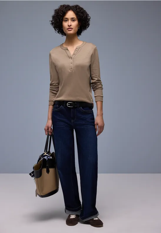 Shirt in Unifarbe light terra mocha