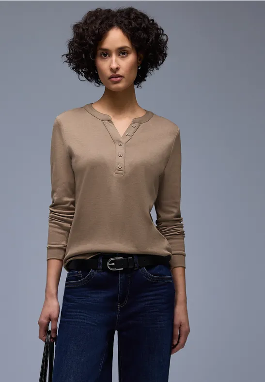 Shirt in Unifarbe light terra mocha
