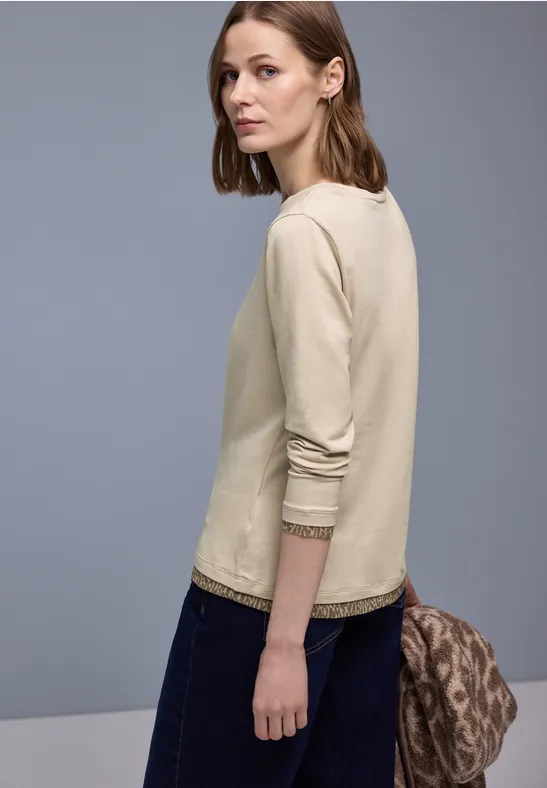 Shirt mit Leo-Details cotton beige