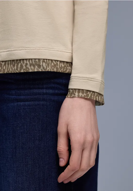 Shirt mit Leo-Details cotton beige