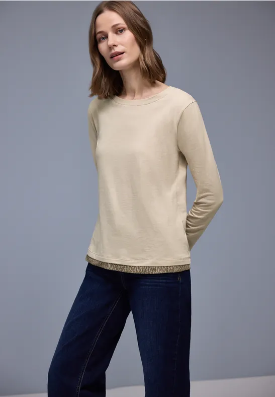 Shirt mit Leo-Details cotton beige