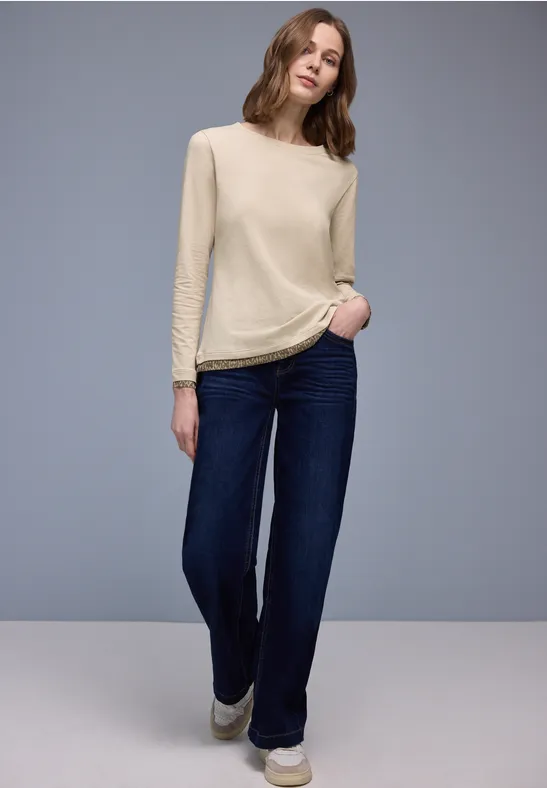 Shirt mit Leo-Details cotton beige