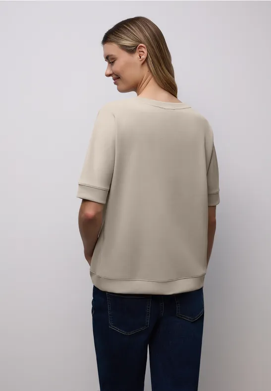 Shirt met leo borstzak cotton beige