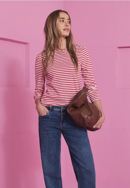 Gestreiftes Shirt power berry