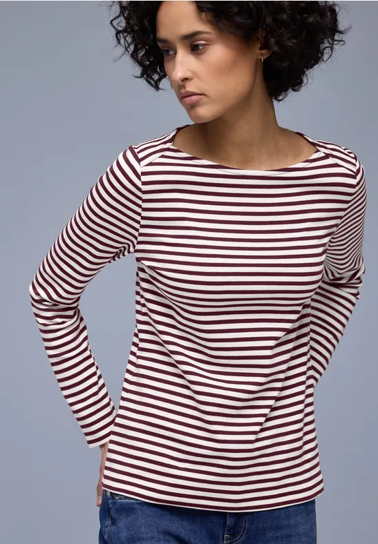 T-shirt à rayures truffle red