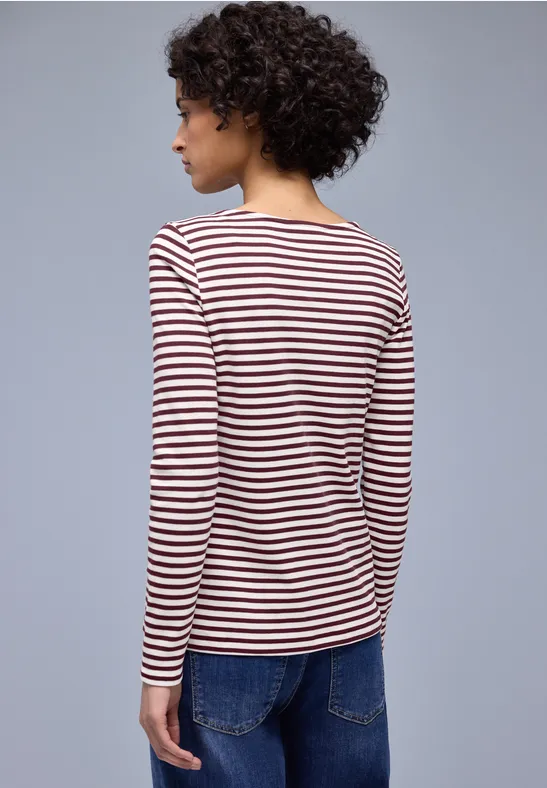 T-shirt à rayures truffle red