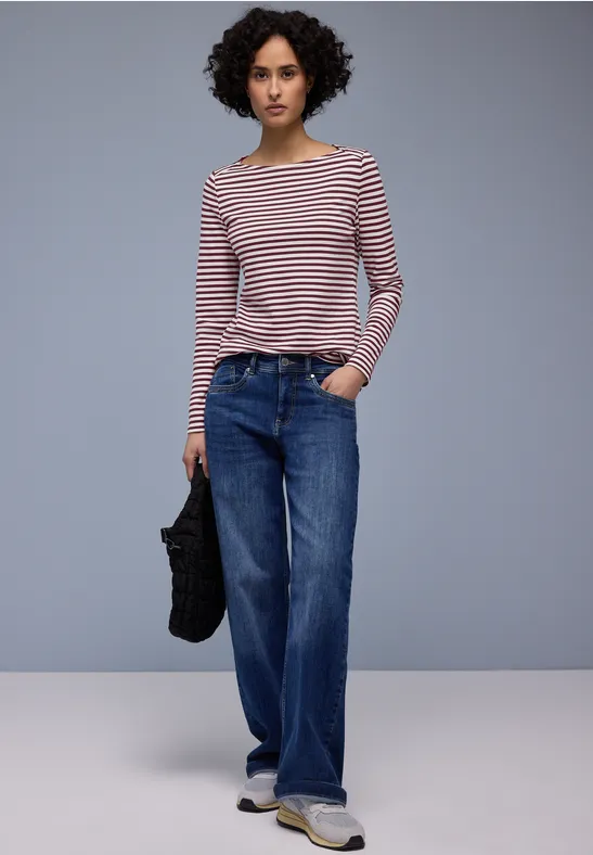 T-shirt à rayures truffle red