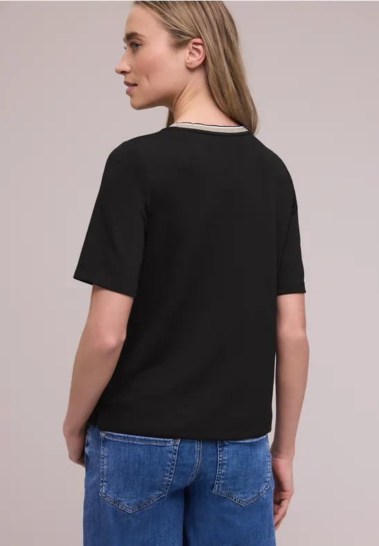 T-shirt avec détail contrasté Black