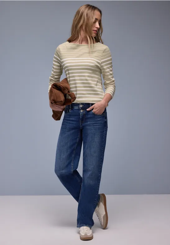 Gestreiftes Shirt cotton beige