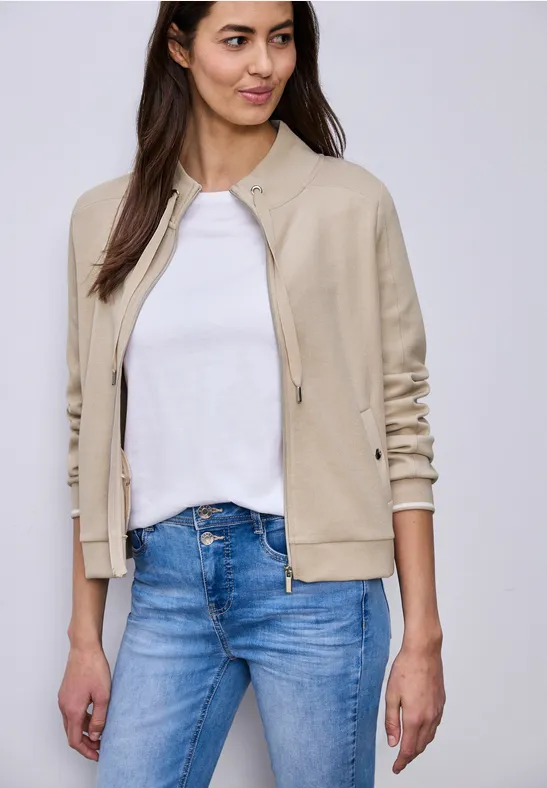 Zipper Jacke cotton beige