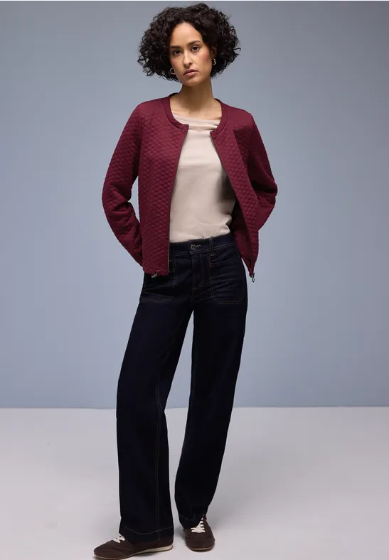 Zipper Jacke mit Struktur truffle red