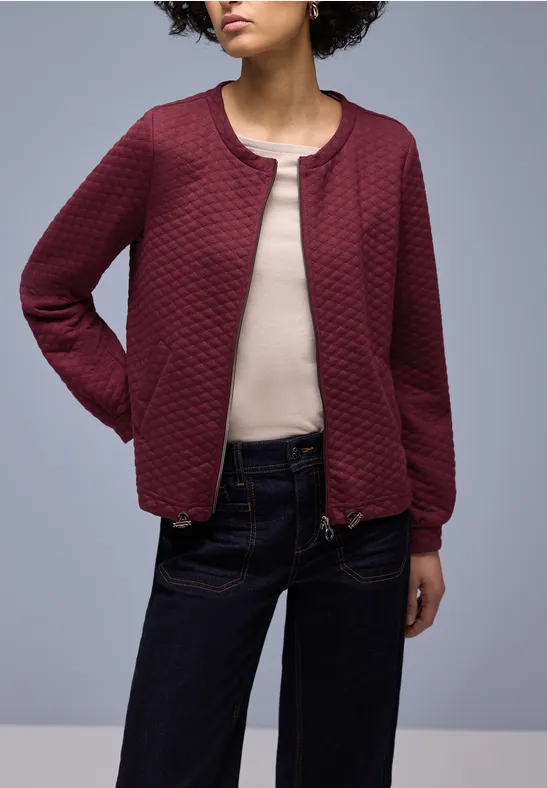 Zipper Jacke mit Struktur truffle red