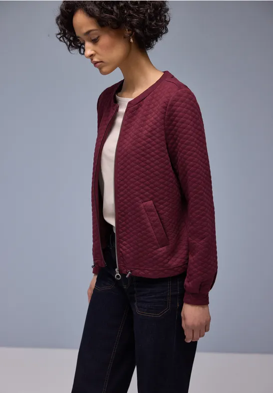 Zipper Jacke mit Struktur truffle red