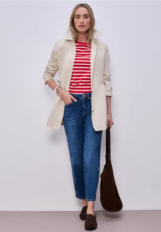 Kurzarm T-Shirt mit Streifenmuster salsa red