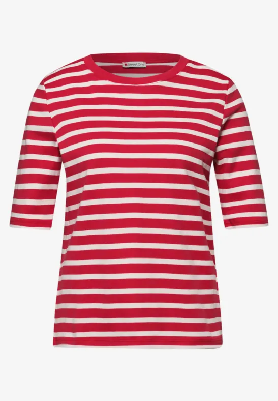 Kurzarm T-Shirt mit Streifenmuster salsa red