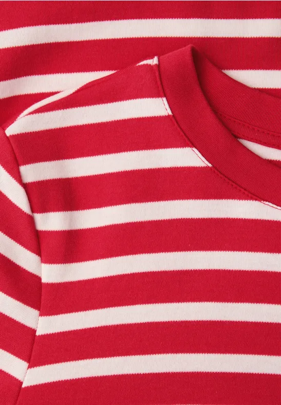 Kurzarm T-Shirt mit Streifenmuster salsa red
