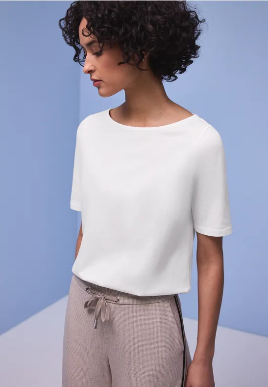 Basic T-Shirt mit U-Boot-Ausschnitt White