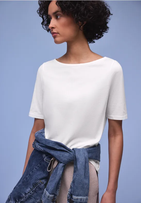 Basic T-Shirt mit U-Boot-Ausschnitt White