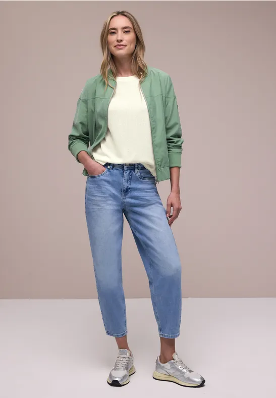 T-Shirt mit Rundhals im Strick-Look off white