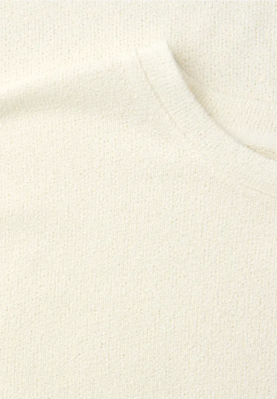 T-Shirt mit Rundhals im Strick-Look off white