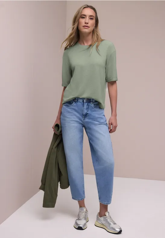 T-Shirt mit Rundhals im Strick-Look mint leaf