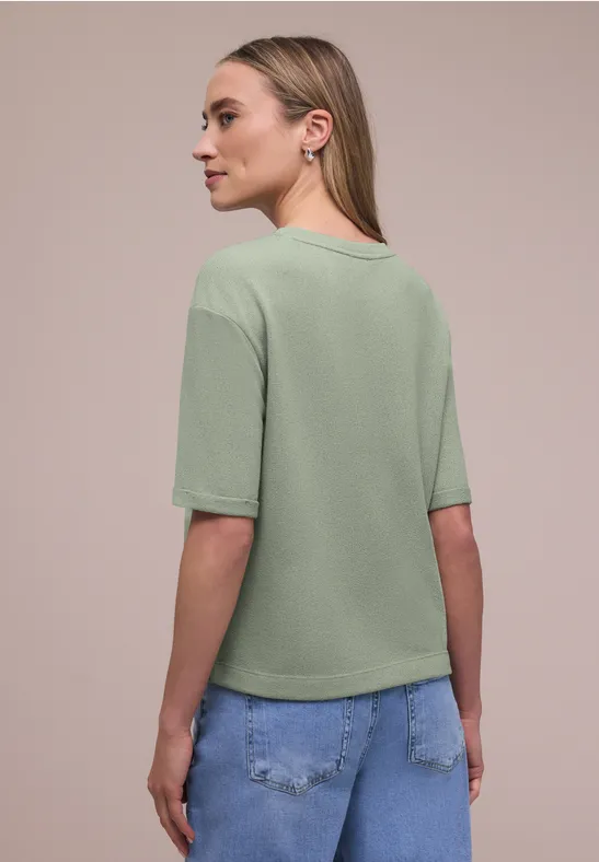 T-Shirt mit Rundhals im Strick-Look mint leaf